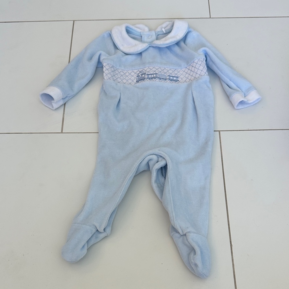 Rock a Bye Baby Blue Baby One Piece footie 3/6m